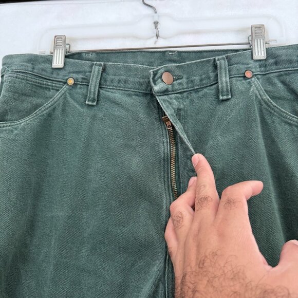Vintage Wrangler Jeans Men 36x29 Green Original Straight Leg 13MWZ Made In USA - Picture 8 of 10